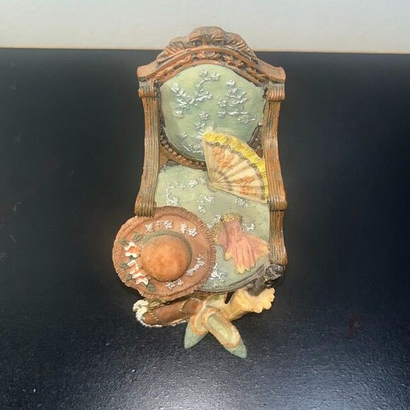 Fancy Victorian Chair Figurine Decorated with Lady's Accessories Miniature 5 in - Picture 5 of 11